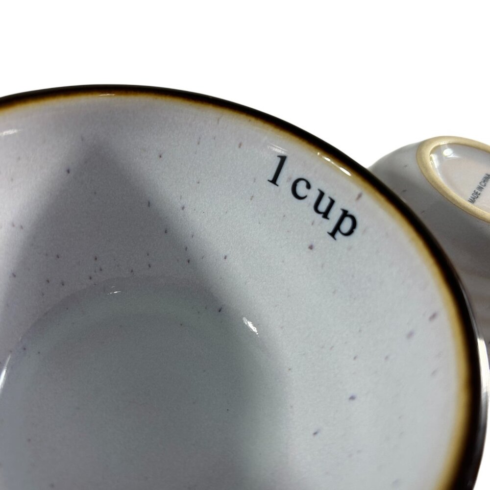 Gallery Set 4 Ceramic Brown Rim Measuring Cups Stackable Farmhouse Nesting - Picture 7 of 8